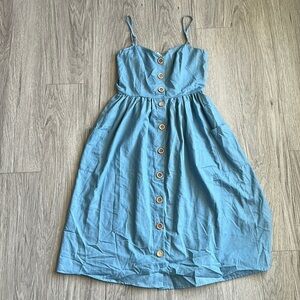 Davi and Dani Blue Chambray Jeans Button Up Dress Size S
